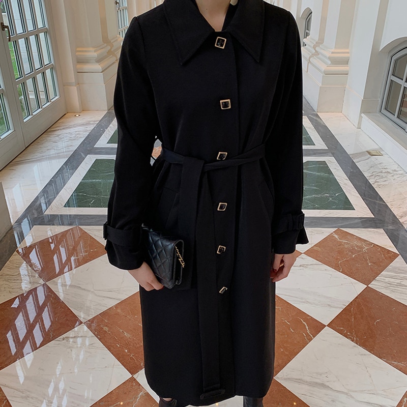 Ellenita Single-Breasted Long Coat
