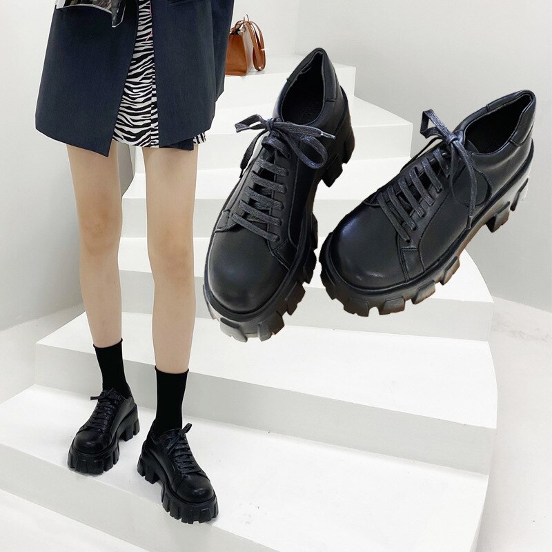 Zapatos De plataforma para Mujer, Zapatos Oxford suaves para niñas, Zapatos De Roma para Mujer, Zapatos De suela gruesa para Mujer