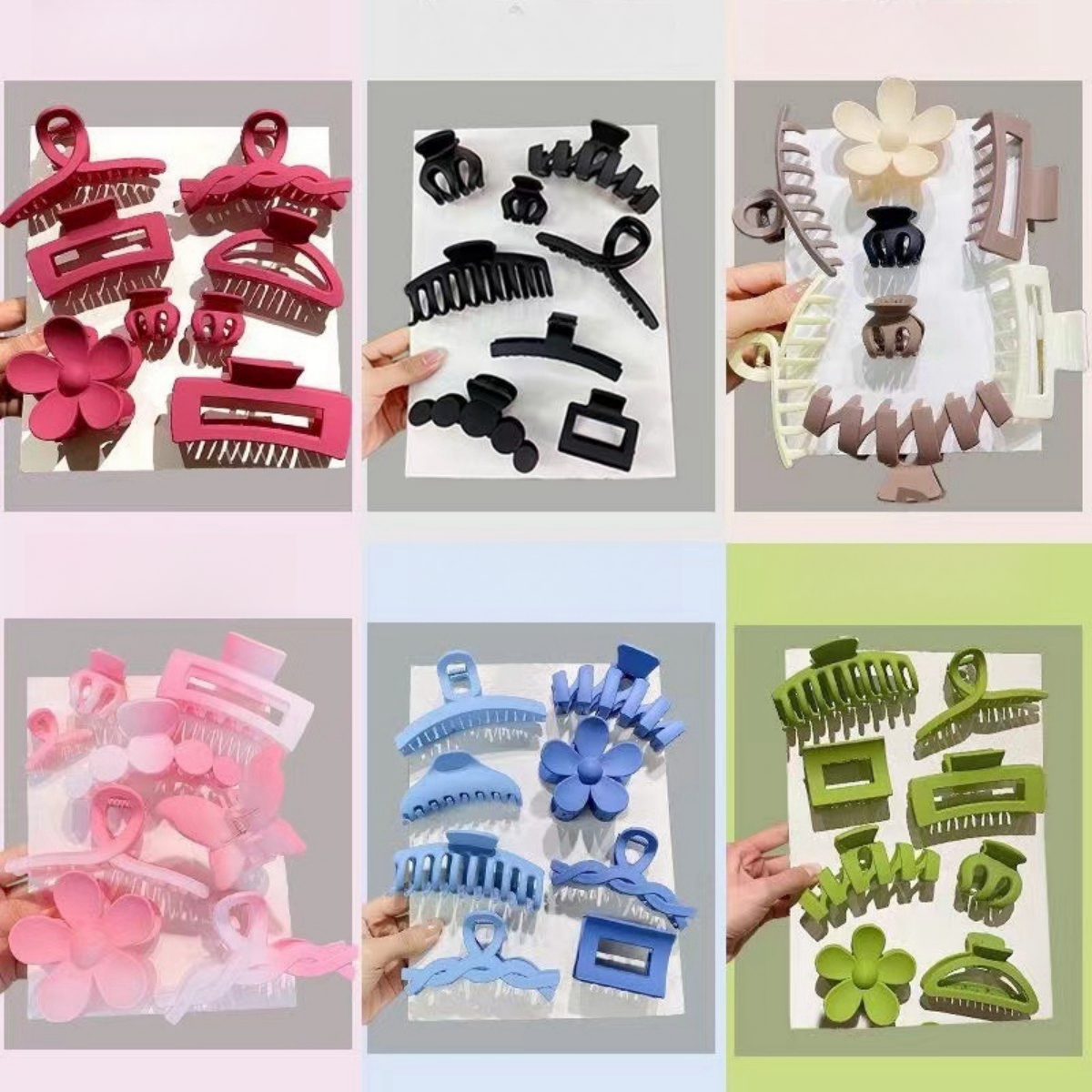 8 unids/set Clip de tiburón grande Clip cuadrado Color femenino pinza de cola de caballo alta fija fuerte el cabello