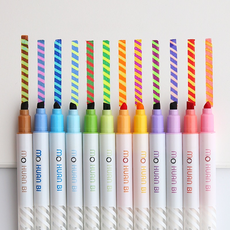 12 stk magisk farve tegnepen sæt misfarvet highlighter markør spot liner penne scrapbog kunst forsyninger brevpapir skole  f809