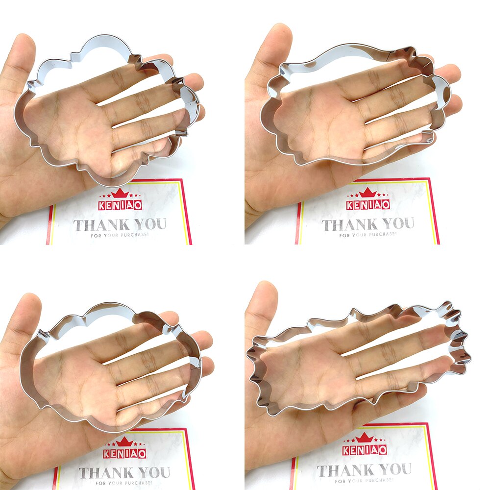 KENIAO Plaque Cookie Cutter Set for Wedding - 6 PC - Frame Biscuit / Fondant / Sandwich / Bread Cutters - Stainless Steel