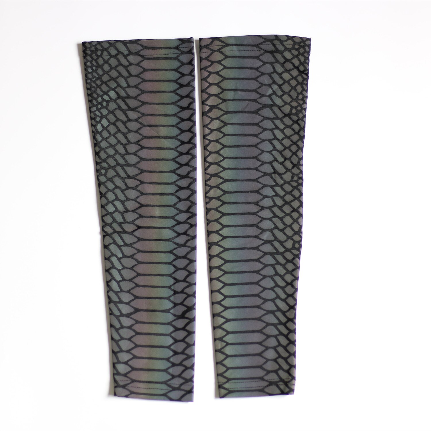 Men Colorful Reflective Sleeves Techwear Sunscreen Arm Warmers Breathable Reflect Light Oversleeve: picture color a / L