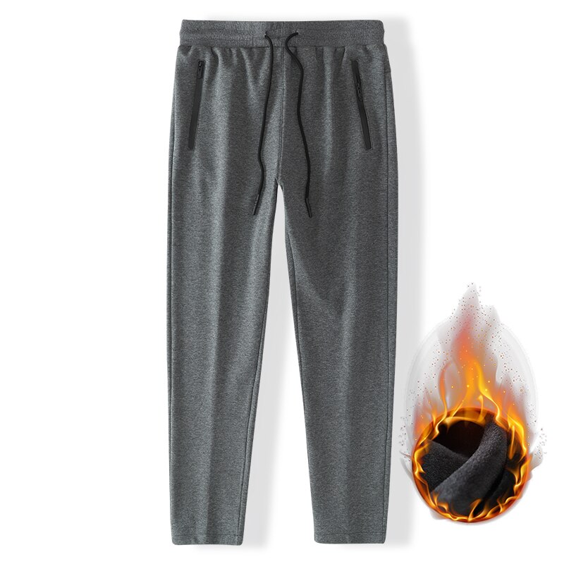 Plus size 8xl varma sammets träningsbyxor herr grå fritidsbyxor joggingbyxor vinter sportkläder för män #39 fleecebyxor träningsbyxor herr