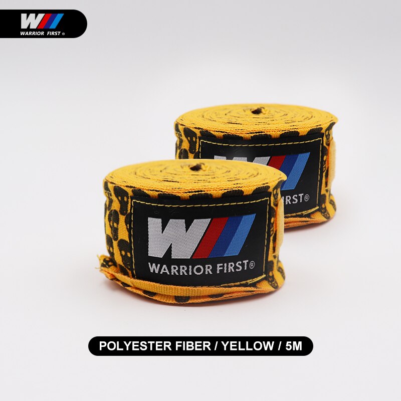 3m/5m Boxen Boxbandagen Schädel Bandage Stanzen Hand wickelt MuayThai MMA Boxen Schulungen Handschuhe Handgelenk Schützen Faust schlagen Handschuhe: 5M klein Schädel-Yellw