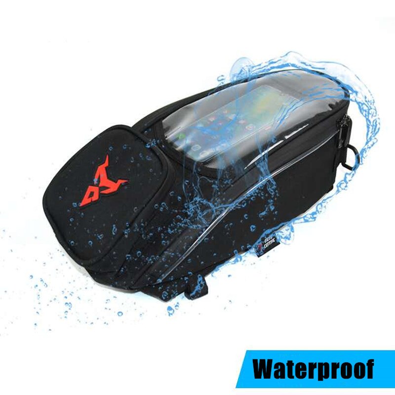Bolsa de tanque de Motor a prueba de agua para teléfono, bolso de hombro para motocicleta, bolsa de tanque de combustible para Motocross, mochila magnética, color negro