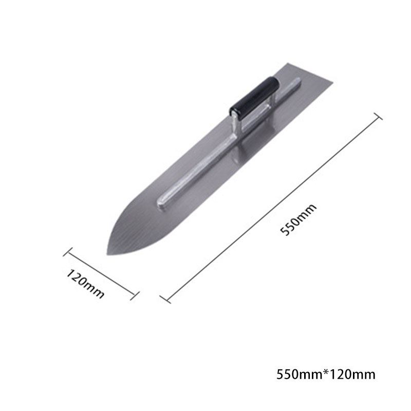 Carbon Steel Blade Plastic Handle Rounded Front Finishing Plaster Trowel Construction Concrete Spatula Tool: grey