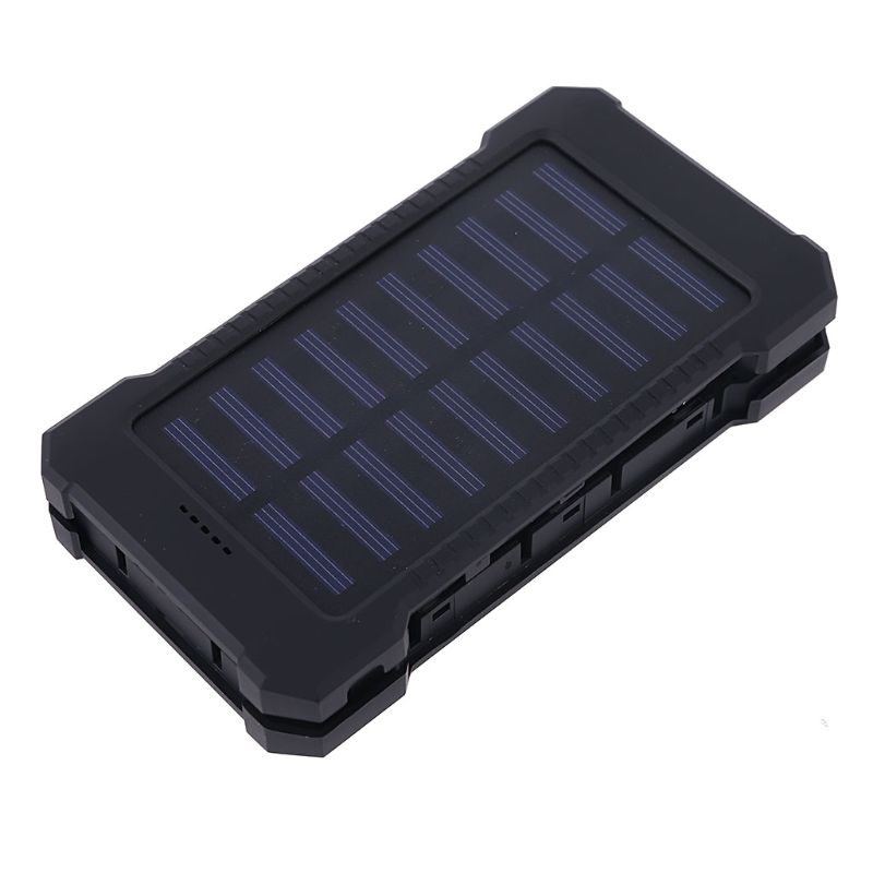 LED Dual USB Ports Solar Panel Power Bank Case Concise and vogue style Charger DIY Kits For Samsung (Battery Not Included): Black