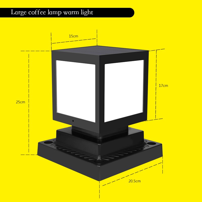 LED Solar Column Headlight Solar Powered Pillar Lamp Outdoor Waterproof Wall Light for Villa Courtyard Landscape Garden Decor: C  warm white