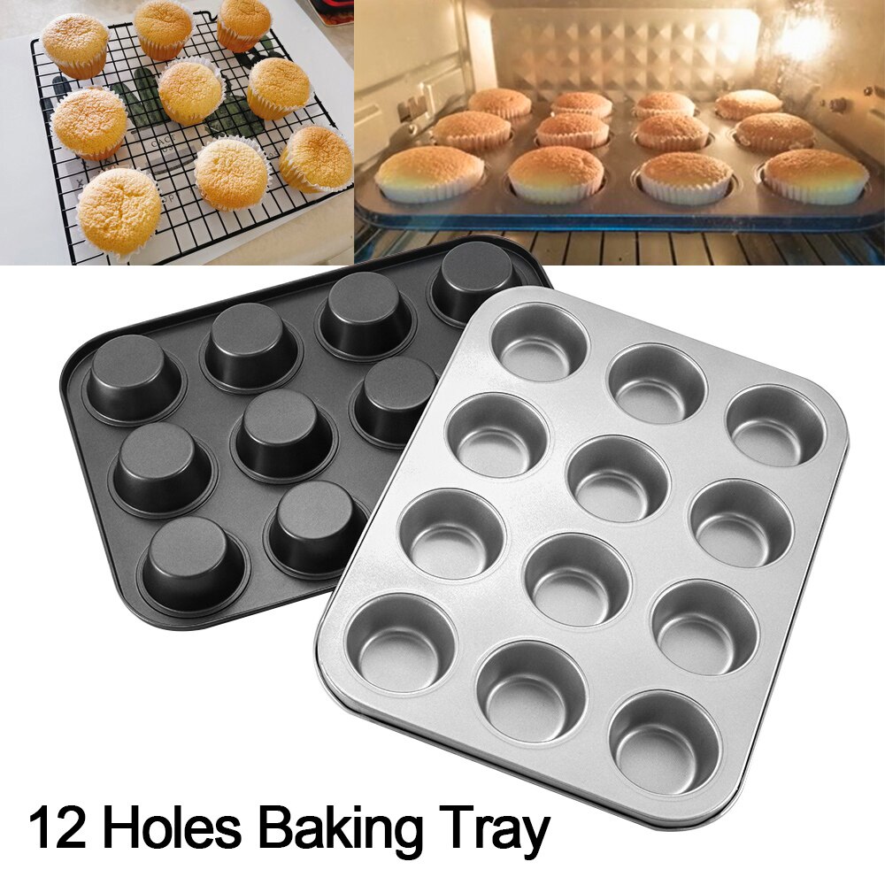 1Pc Non-stick 12 Cups Vierkante Cupcake Pan Muffin Tray Cupcake Mold Muffin Pan Carbon Stalen Bakken Pan non Stick Bakvormen