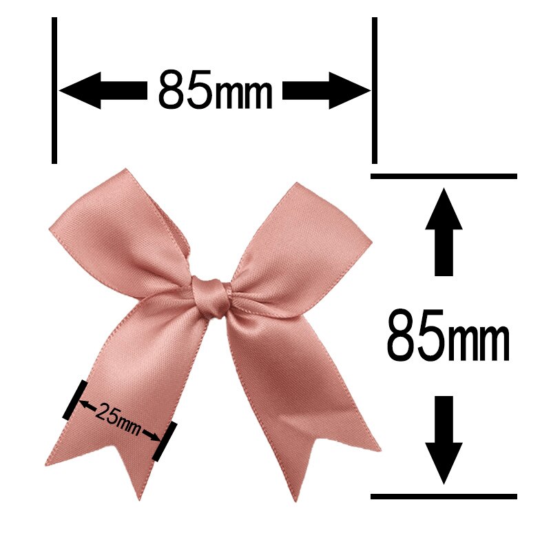 Lazos de cinta rosa para decoración de ropa, lazos de poliéster satinado hechos a mano, DIY, accesorios de decoración, 85x85mm, 50 unids/paquete