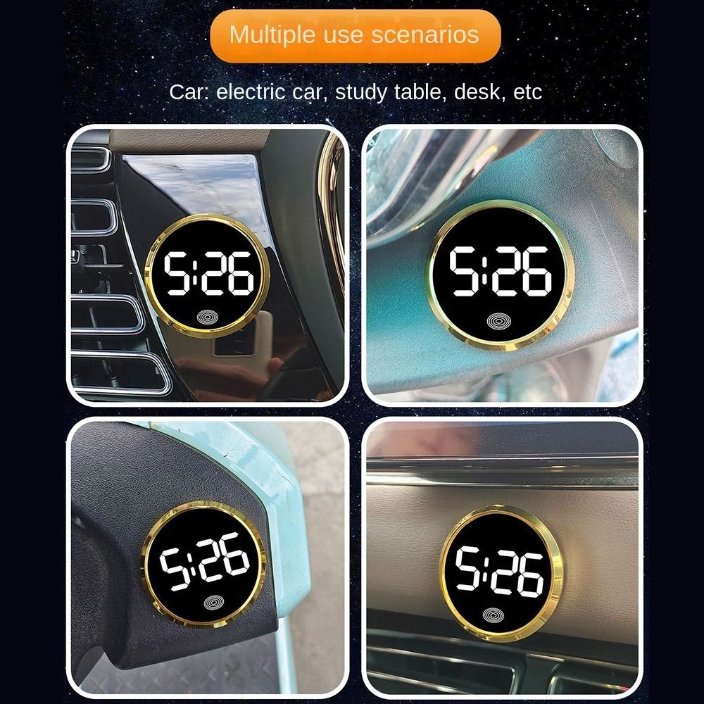 Touch-Activated Car Dashboard Clock Mini Novelty LED Electronic Watch LED Time Display Simple Luminous Car Clock Home/Office