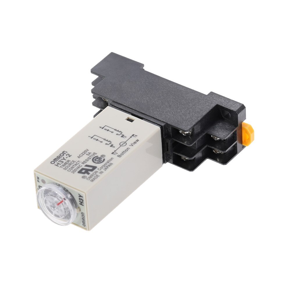 1Pcs H3Y-2 Vertraging Timer Tijdrelais AC220V 110V/DC12V 24V 0 - 30 Minuut Met Base 5A