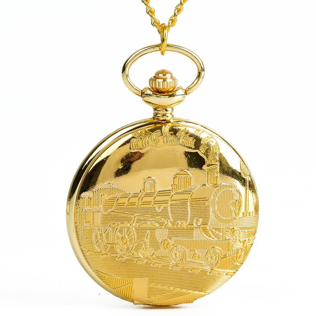 Large Pocket Watch Golden Locomotive Retro Pocket Watch Classic Men'S Women'S Quartz Pocket Watch