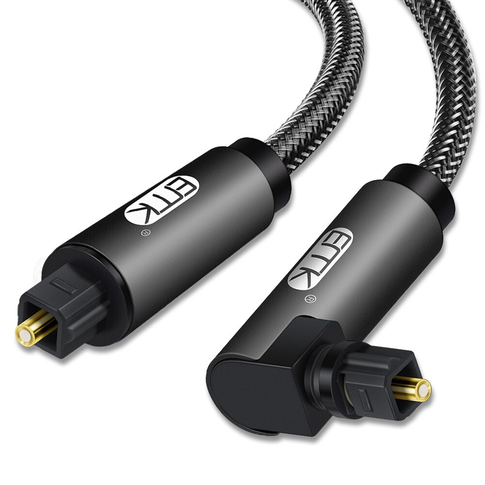 EMK 90-stopniowy cyfrowy optyczny kabel audio 5.1 Kątowy kabel Toslink SPDIF do odtwarzacza Blu-ray Xbox Soundbar Kabel światłowodowy: Black / 12m