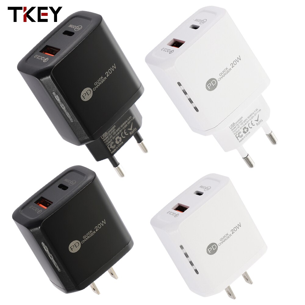 20w- usb-ladegerät, schnellladefunktion für mobiltelefone, standard-reiseladegerät mit us-/eu-stecker, netzteil für iphone, samsung, huawei und lg