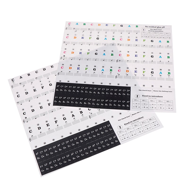 Teclado de piano eletrônico som nome adesivos etiqueta chave piano stave música decalque etiqueta nota etiqueta 49 54 61 88 teclas