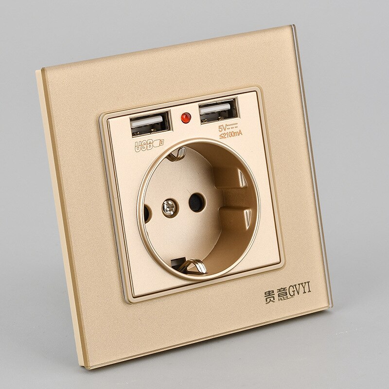 Smart Outlet Dual USB Port Wall Socket Charger Adapter EU Standard Electrical Plug Socket 16A Power Wall Outlet