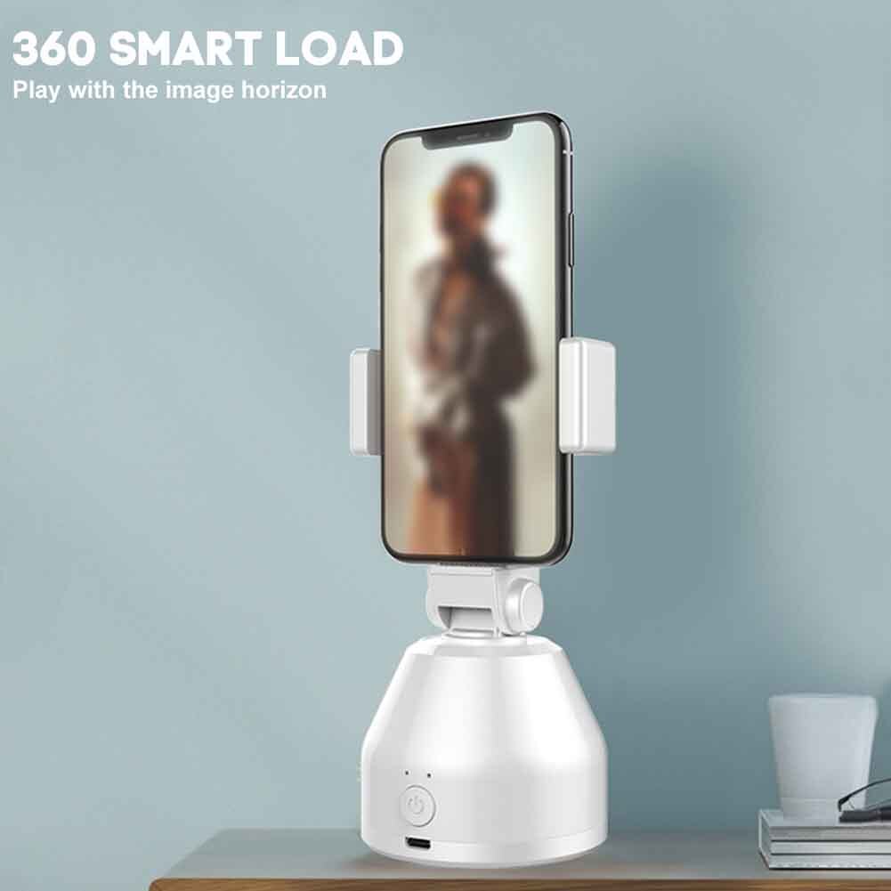 360 Degree Rotation Smart Universal Desktop Hands Free Auto Face Tracking Gimbal Stabilizer For Smartphones Selfie Stick Home: White
