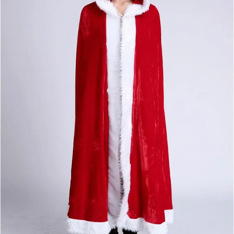 Capa cosplay traje papai noel veludo vermelho capas longas com chapéu vestido de festa natal feminino masculino adulto menino menina