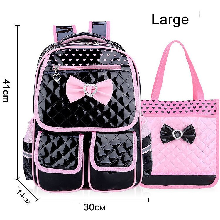 Leuke Rugzak Schooltas Voor Meisjes Pu Waterdichte Schooltassen Voor Meisjes 1-3-6 Grade Orthopedische Schooltas voor Meisjes: Large-Black 1 Set