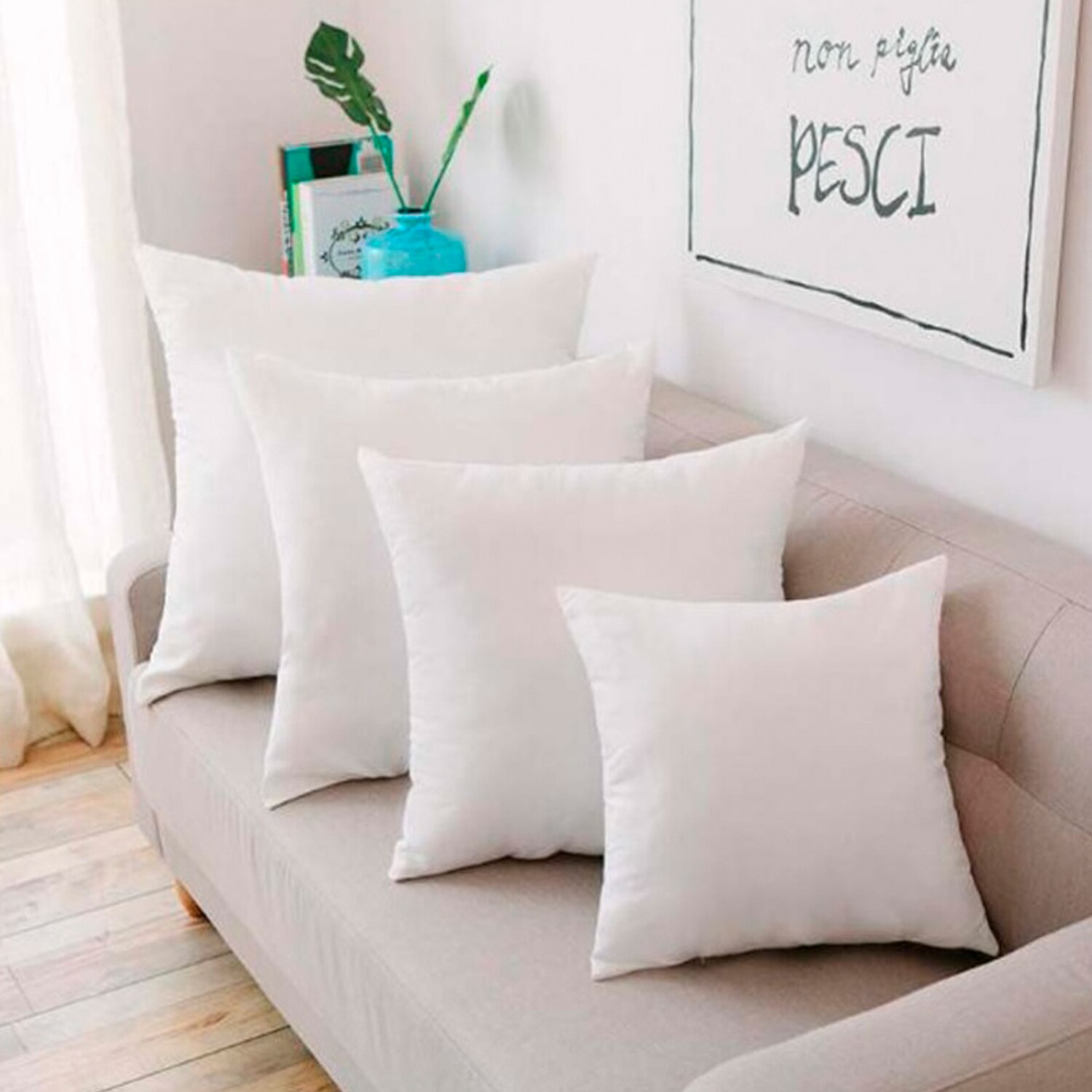 MERCURY TEXTIL- Relleno de Cojín de Fibra Hueca 100% Poliéster, Mullido, Anti alergénico, Gran Volumen para cama, sofá, coche y sillón.