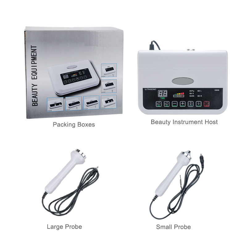 Dual probe ultrasound-apparaat, gezichtsbleking, sproetenverwijdering, rimpels verminderen, gezichtsmassage-instrument, huidverzorgings- en schoonheidstool