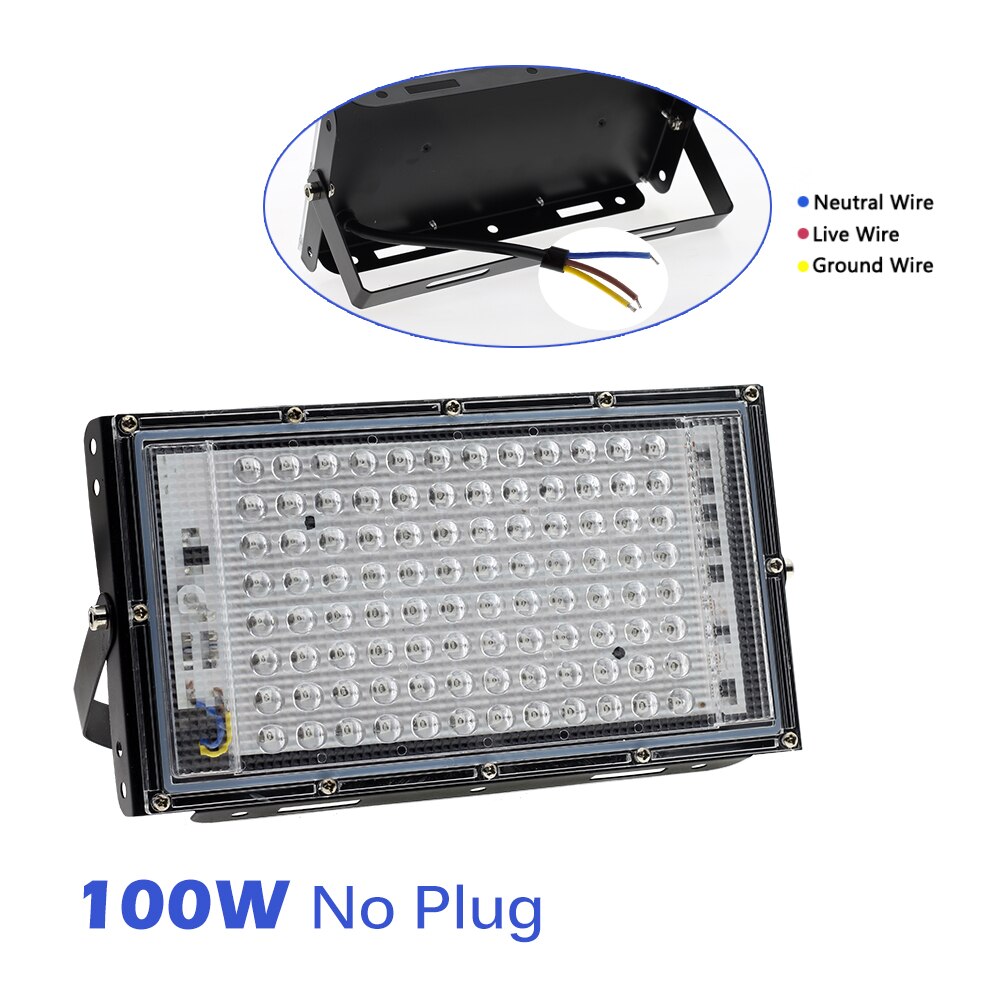 395nm 400nm ledet uv flomlys 220v vanntett ultravilet lampe 2835 brikker 50 lysdioder 96 lysdioder 50w 100w 150w med bryter: 100w