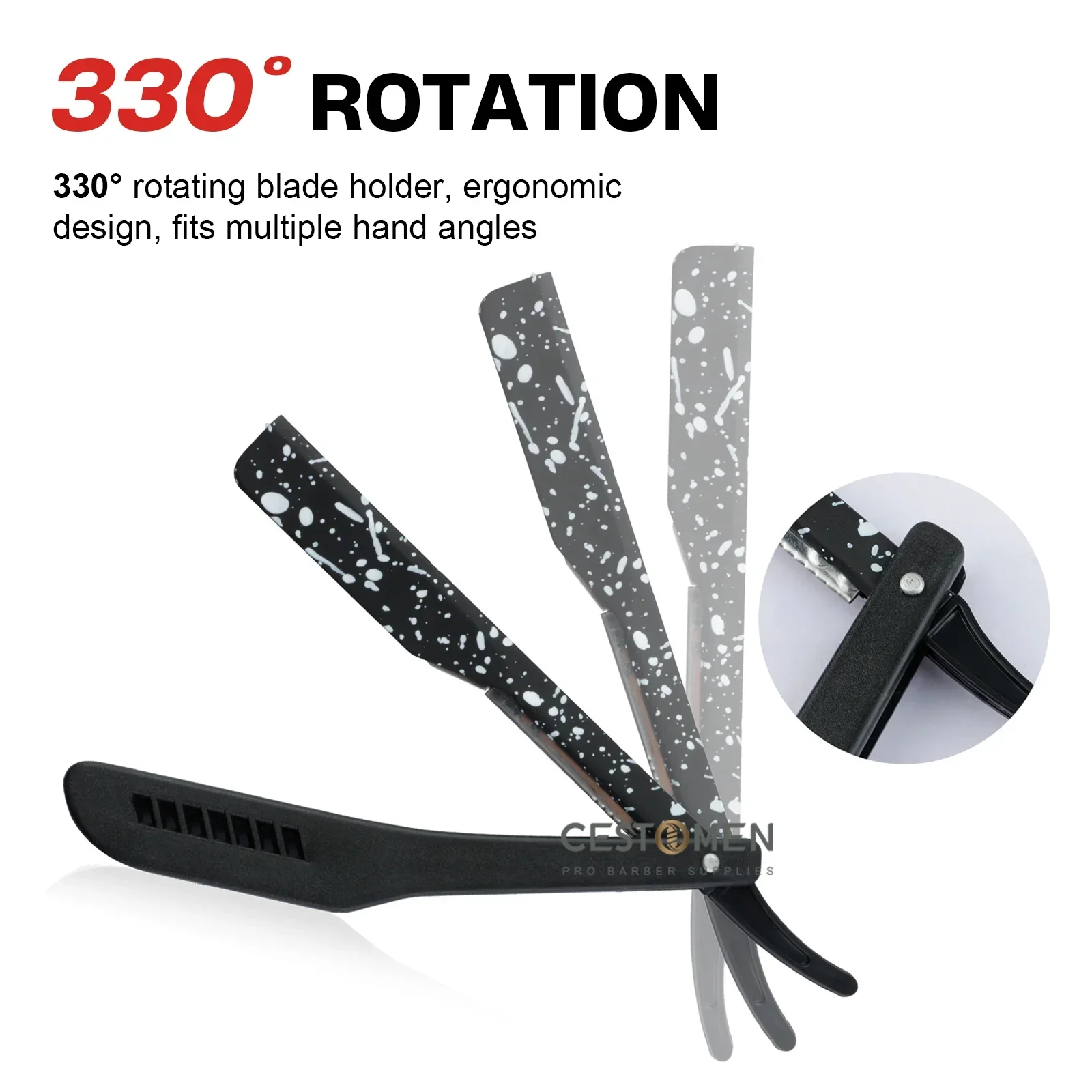 Maquinilla de afeitar plegable clásica con patrón de camuflaje, herramientas de afeitado Manual para hombres con soporte extensible, recortador de barba retráctil