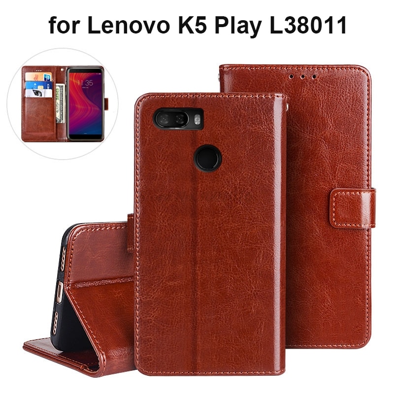 For Lenovo K5 Play L38011 Case 5.7'' Business Flip Wallet Leather Phone Fundas Cover Capa