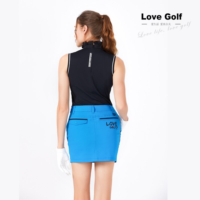 Golf jakkesæt til kvinder ærmeløs kortærmet t-shirt blå golf kort nederdel todelt nederdel