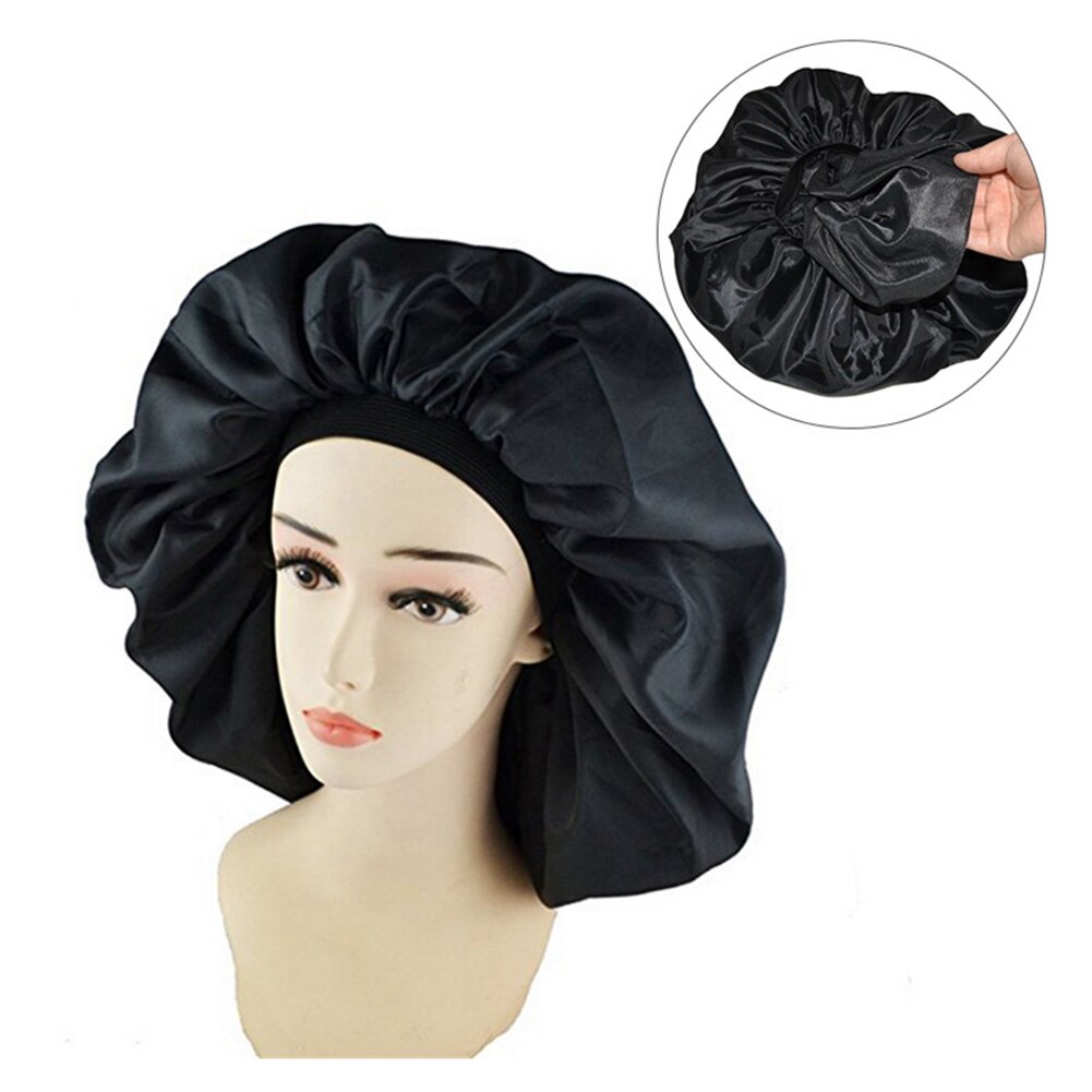 Super Gi-ant Sleep Cap Waterproof Shower Cap Female Hair Care Large Satin Silk Bonnet Luxurious Fabric Sleep Cap