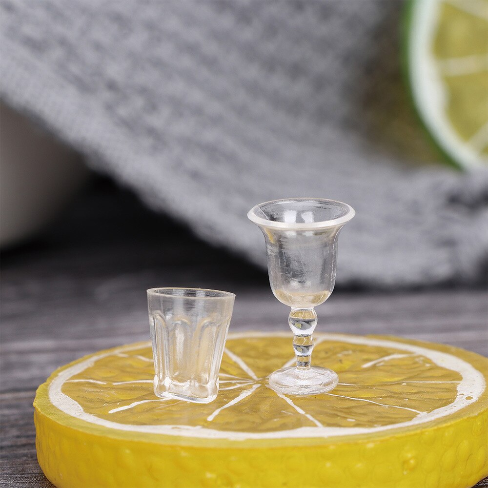 17pcs/Set Mini Transparent Drink Cups Dish Plate Tableware Miniatures DIY Pretend Play Kitchenware Toys