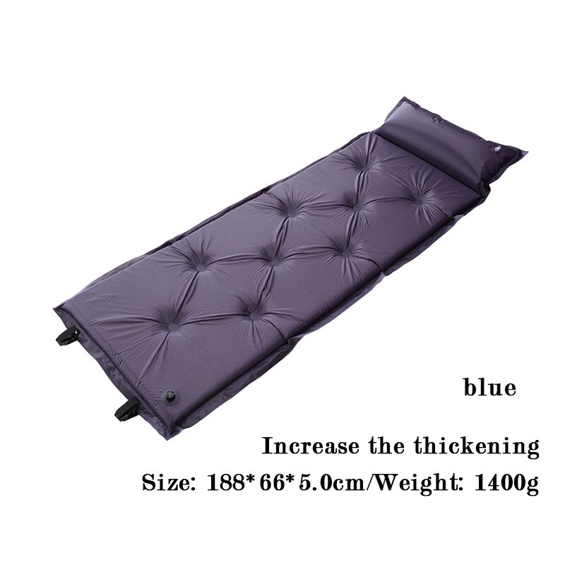outdoor thick 5cm automatic inflatable cushion pad outdoor tent camping mats Beach Single double can be spliced inflatable bed: B009-blue4