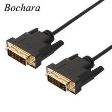 Bochara Vergulde Slanke DVI-D ( 24 + 1Pin) kabel Single Link Dvi Male Naar Male 1M 1.8M 3M Voor Lcd Dvd Hdtv