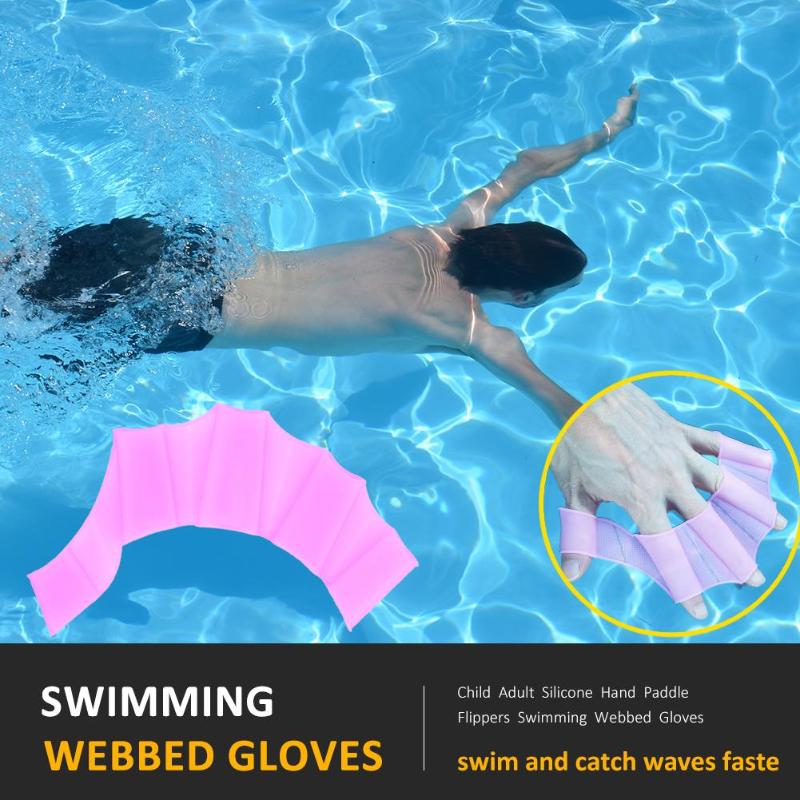 1 par de natación de silicona guantes palmeados adulto Rana dedo Fin de buceo mano ropa de entrenamiento de natación herramienta S/M/ tamaño L