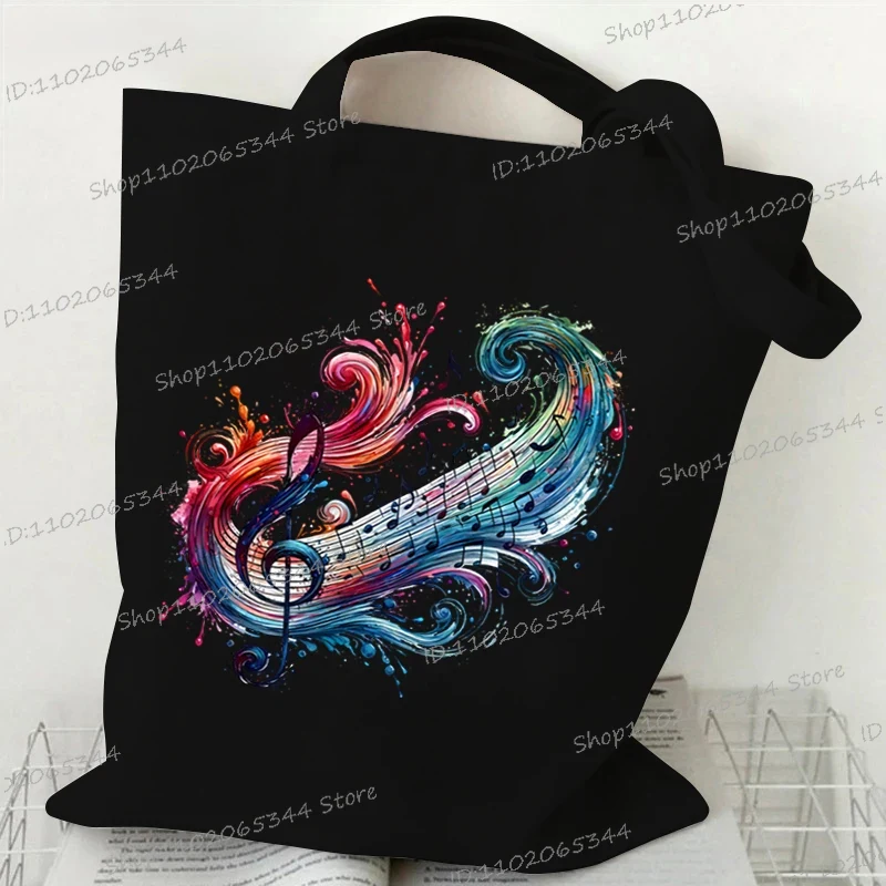 Dameshandtassen met muzieknotatie, canvas tas, grappige aquarel muzieknoot schoudertas voor tieners, zijtas voor dames: Goud