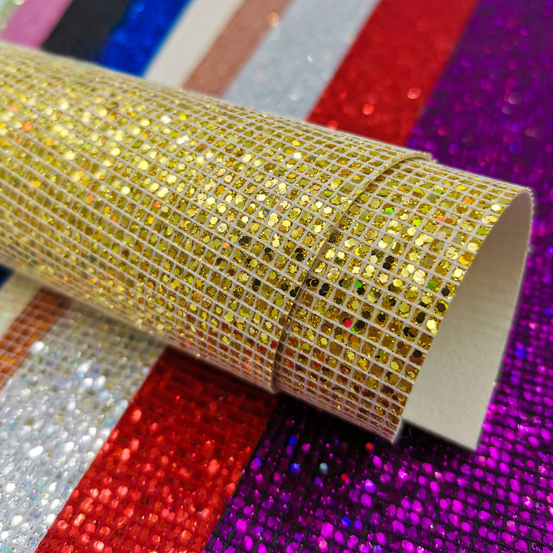 20*120cm PU Leather for Earring Sewing Clothing DIY Bow Decor Waterproof Handmade Material Roll Small Lattice Colorful Flashing