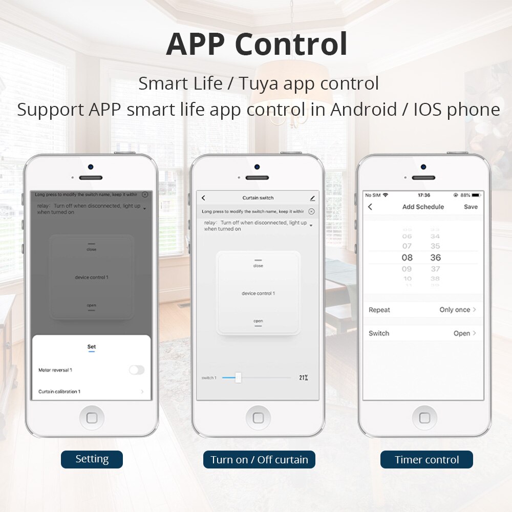 Zemismart Tuya Zigbee Smart Curtain Switches Neutral Required Roller Shade Motor Alexa Google Home Remote Control