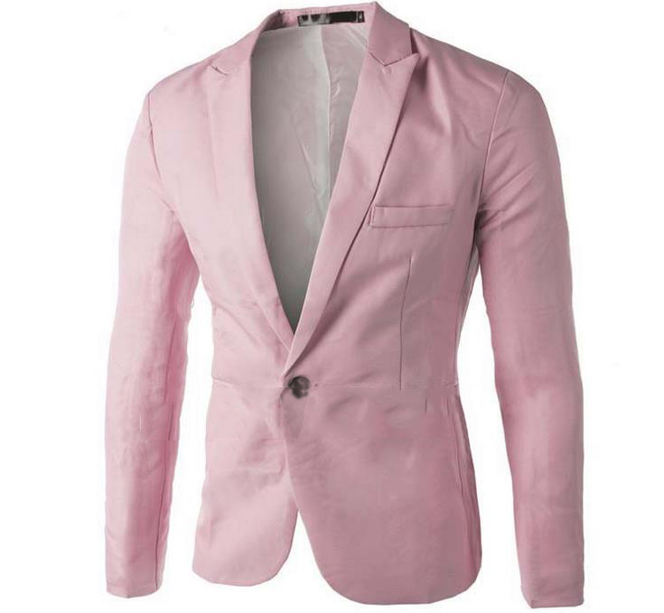 Chaqueta de traje de hombre sólido un botón Casual Blazer chaqueta normal de negocios Casual chaqueta: Rosa / XXXL