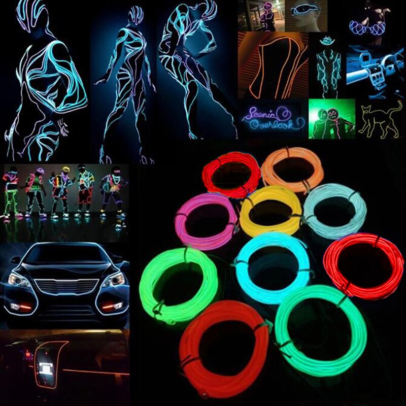 1Pc 1M Glow El Wire Kabel Led Neon Kerst Dance Party Diy Kostuums Lichtgevende