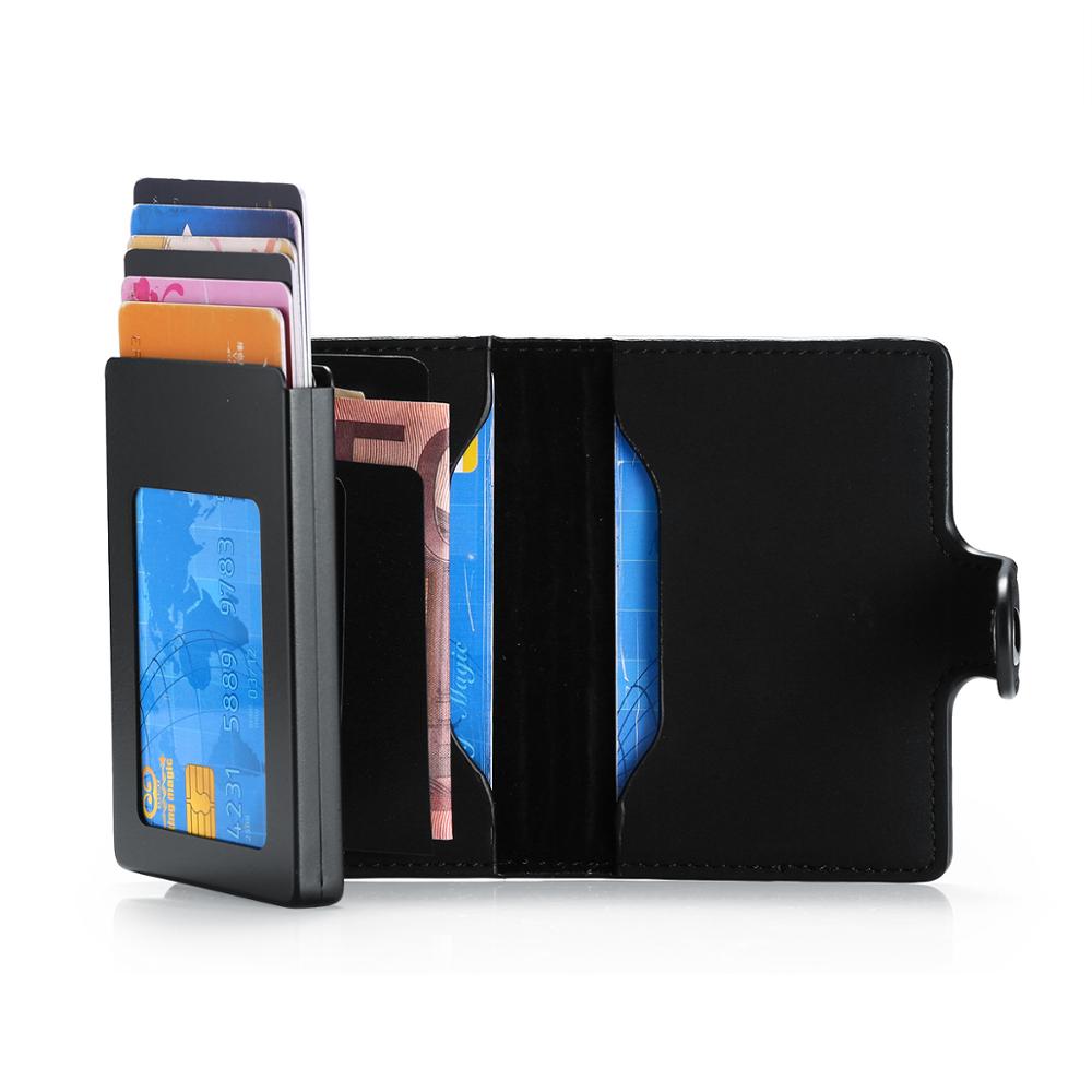 RFID anti-vol brosse métal crédit moraillon portefeuille porte-cartes hommes femmes en alliage d'aluminium porte-cartes pour: black