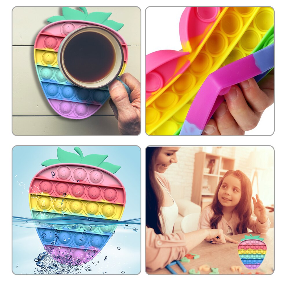 Cartoon Fruit Push Bellen Zintuiglijke Speelgoed Zachte Autisme Anti-Stress Speelgoed Vroege Onderwijs Puzzel Wasbare Stress Squeeze Speelgoed