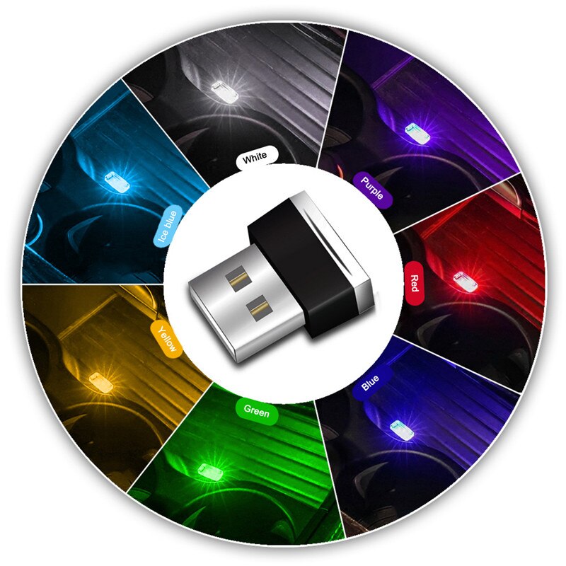 Neon USB Light LED Modeling Light Atmosphere Ambient Lamp Portable Car Interior Decorative Light 7 Colors Car Accessories