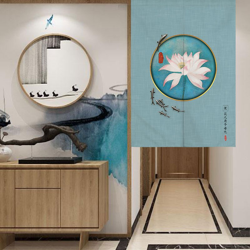 Chinese Lotus Deur Gordijn Woonkamer Slaapkamer Keuken Hlaf Gordijn Japanse Gordijn Noren Feng Shui Gordijn