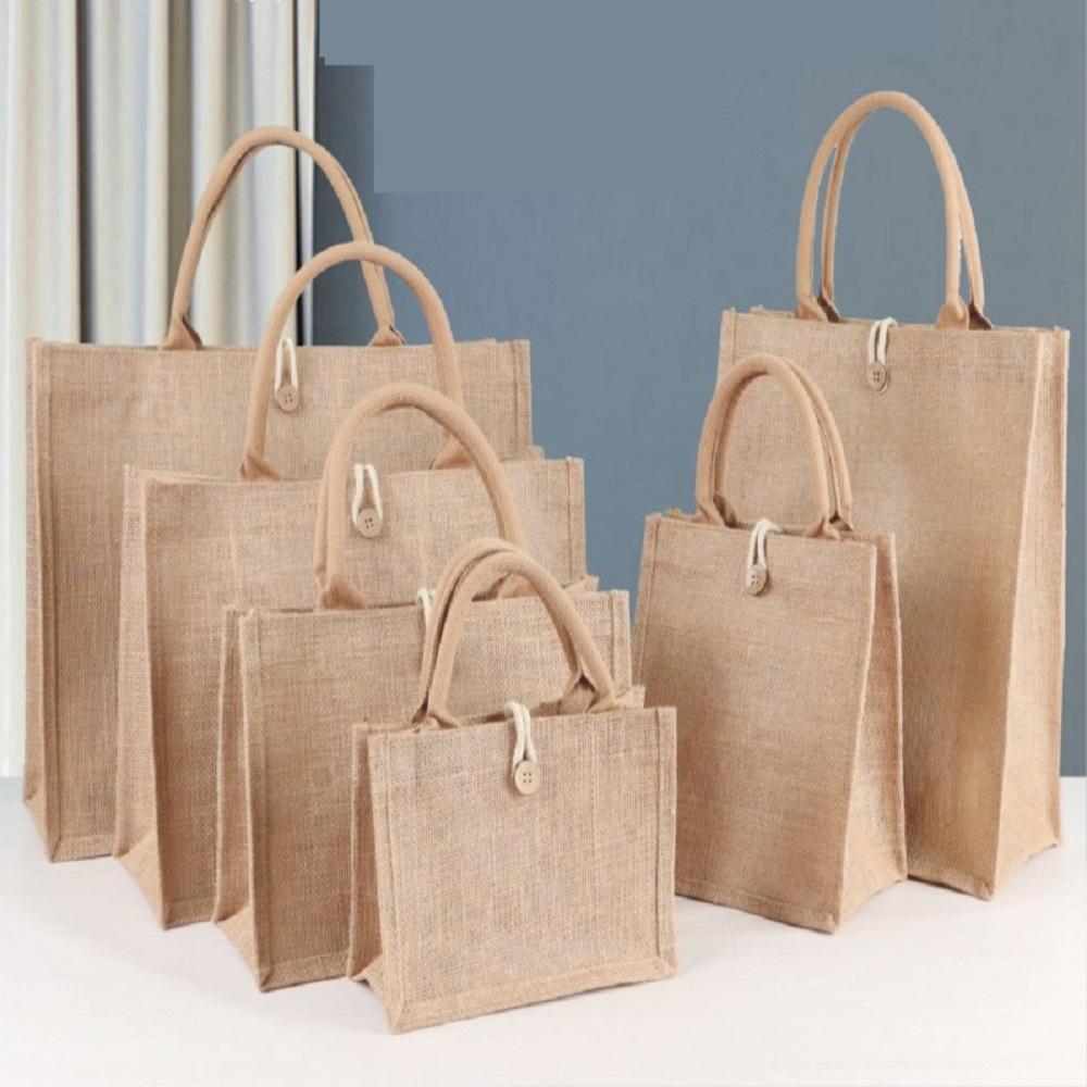 Lniana torba na zakupy lniana z grubym uchwytem na prezent wielokrotnego użytku lniana torba na torby robić przechowywania na zakupy dla kobiet