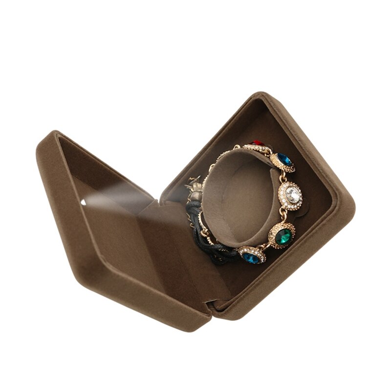 Led ring låda resor smycken arrangör sammet bröllop jul halsband hänge armband förpackning låda