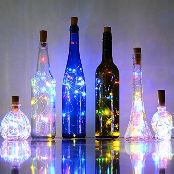 Guirnalda LED de 2M, guirnaldas de luces de alambre de cobre para botella de vidrio artesanal, decoración para fiestas, bares, bodas, navidad o San Valentín