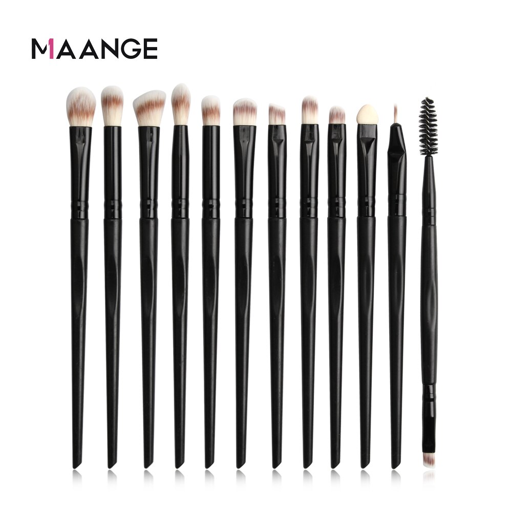 Maange Pro Make-Up Kwasten 12 Stuks Eyeshadow Brush Blending Wenkbrauw Make Up Borstels Synthetische Haren Schoonheid Cosmetica Borstel Set