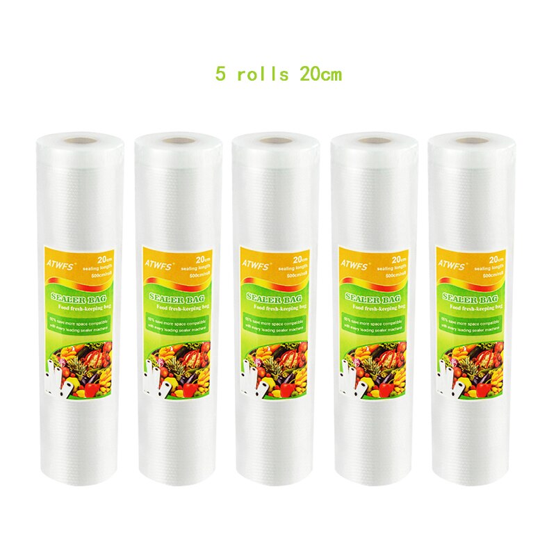 Sacs sous vide ATWFS sacs sous vide de cuisine sacs sous vide de stockage pour emballage alimentaire rouleaux 12/17/20/25/28cm * 500cm: 20cm 5 rolls