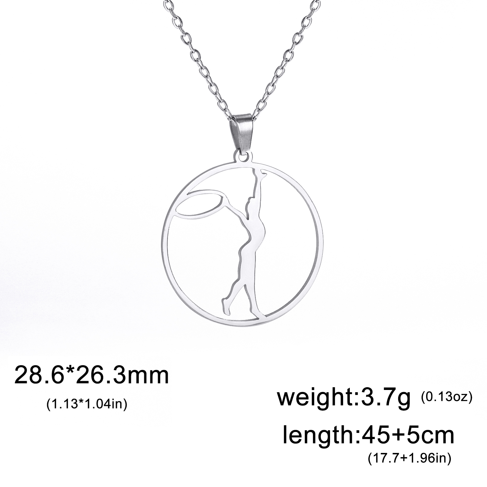 Trendy Gymnastics Taekwondo Sports Pendant Necklace Stainless Steel Hearts Round Shape Necklaces For Women Party Jewelry: Gold-color